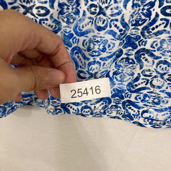 Lands' End size 3X Blue Geometric Pattern Stretch Sun Protection Long Sleeve Top - Picture 9 of 9